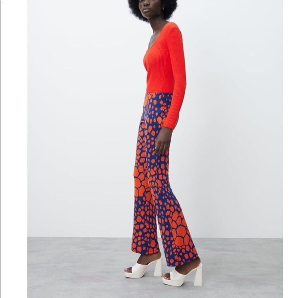 ZARA PRINTED FLARED PANTS - Picture 5 of 12
